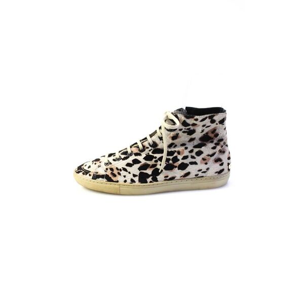 Burberry Womens Leopard Print Pony Hair High Top Sneakers Ecru Size 36.5 6.5 - Picture 10 of 10